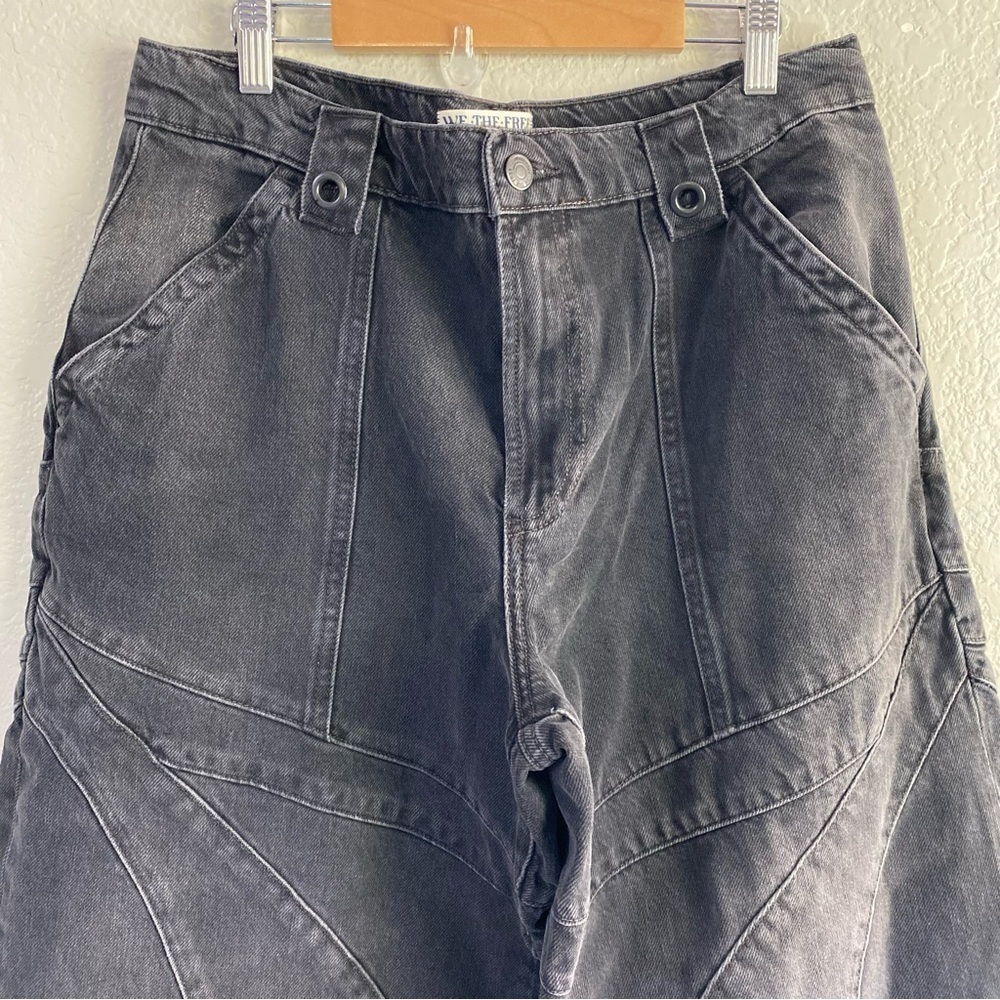 NEW Free People We The Free Unknown Reasons Moto Straight Jeans - Picture 3 of 8